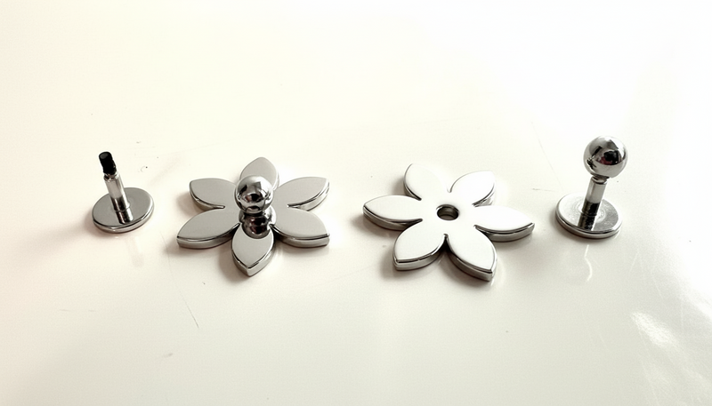 New -- Pointed Flower - Screw Rivets -- Package of Four New -- Pointed Flower - Screw Rivets -- Package of Four