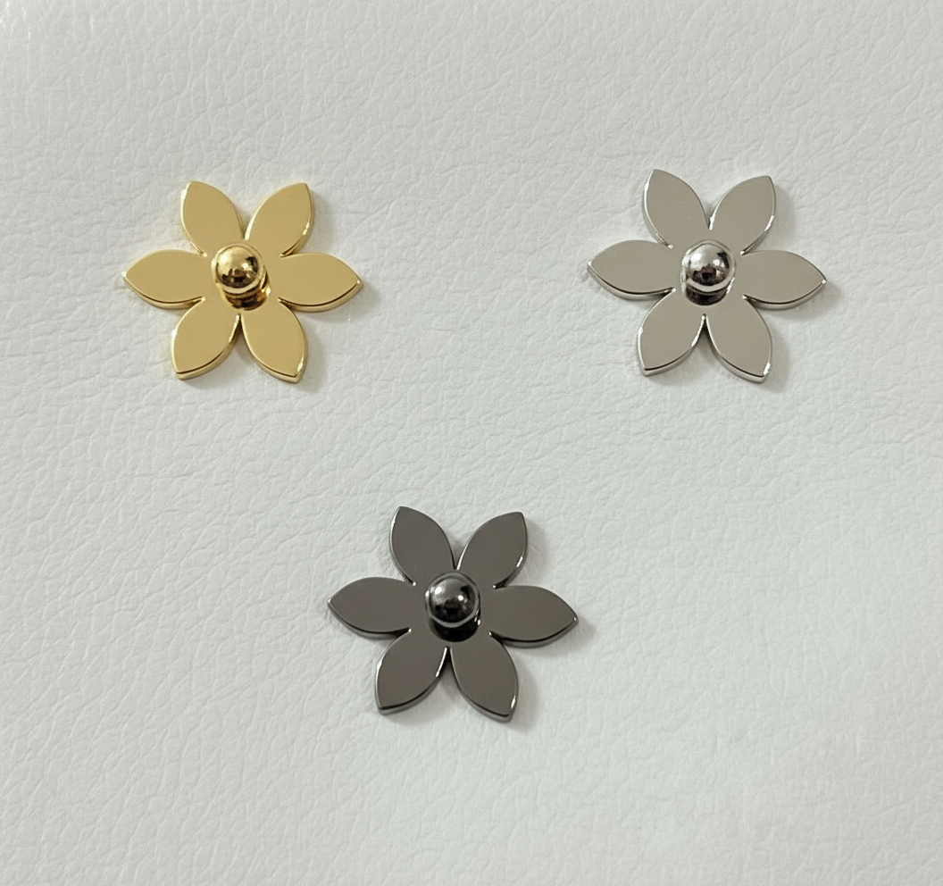 New -- Pointed Flower - Screw Rivets -- Package of Four New -- Pointed Flower - Screw Rivets -- Package of Four