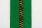 kelly green zipper tape with corn bronze teeth