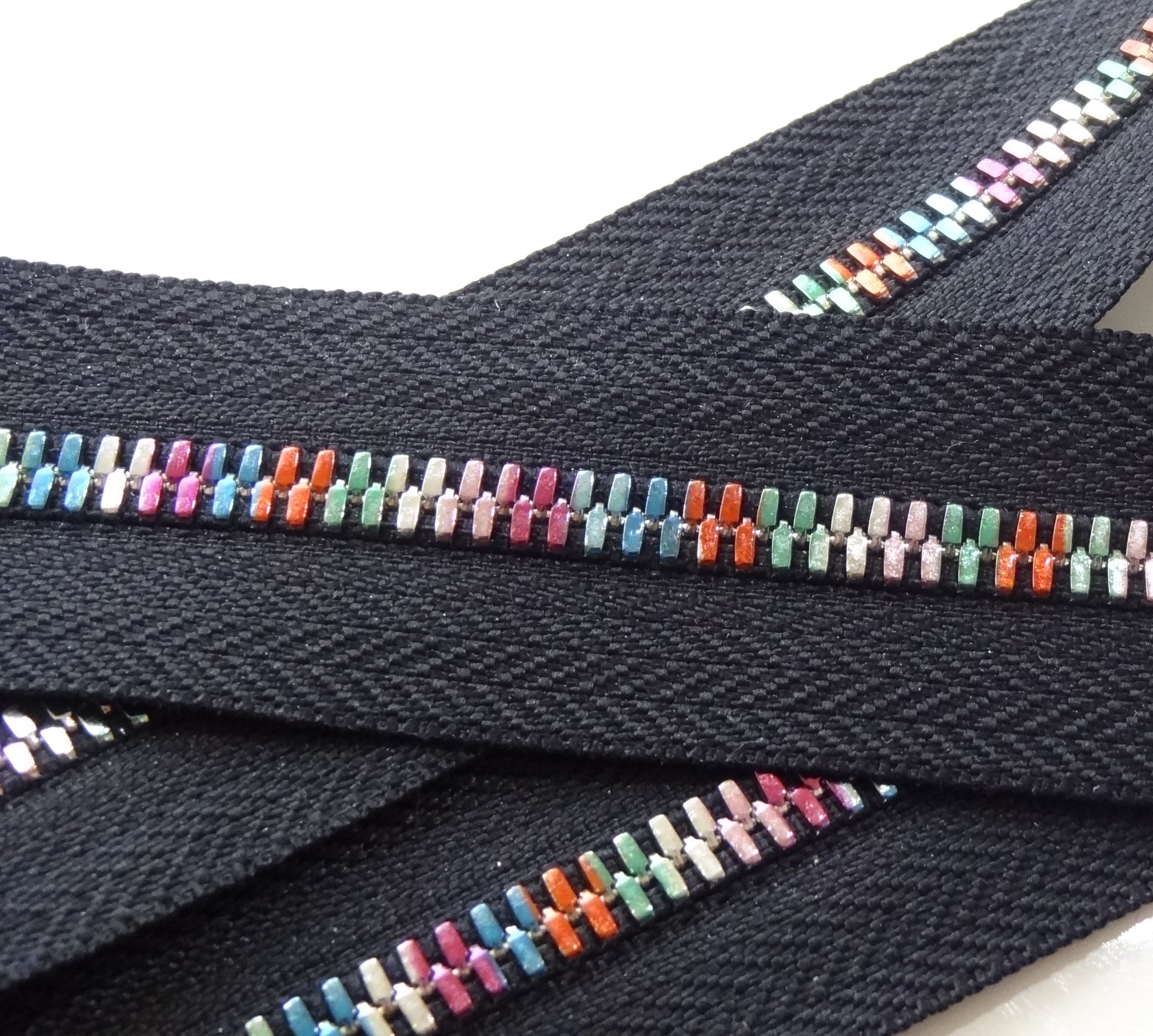 Zippers By The Yard - Black Multi