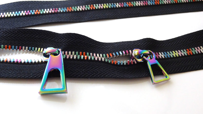 5 Metal Two-Way Zipper Tape - High End with Rainbow Multi-Teeth –  bringberry Handbag Hardware and Designs