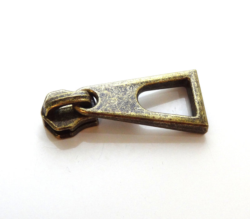 Style G in Rolled Antique Brass--- #5 Zipper Slider and Pull for Metal Teeth Zippers